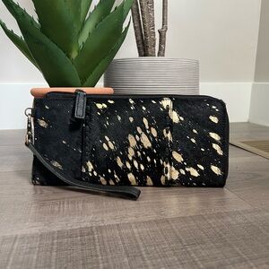 Myra hair on cowhide clutch wallet